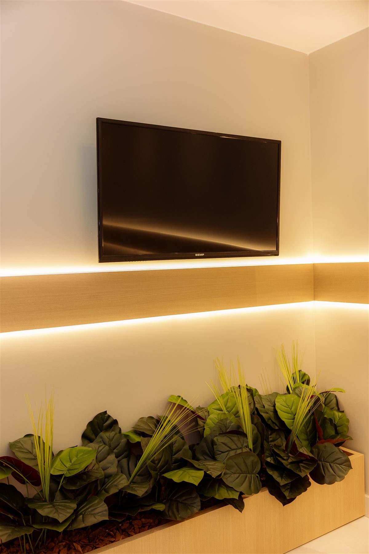 Sala de espera com TV e jardineira